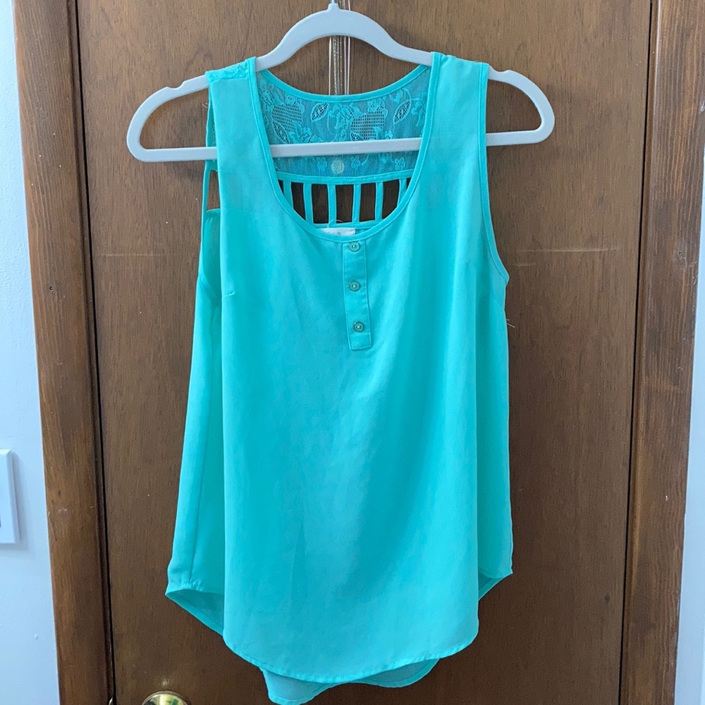 Sheer light blue top